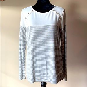 Pink Clover Lightweight Striped Sweater White/Gray